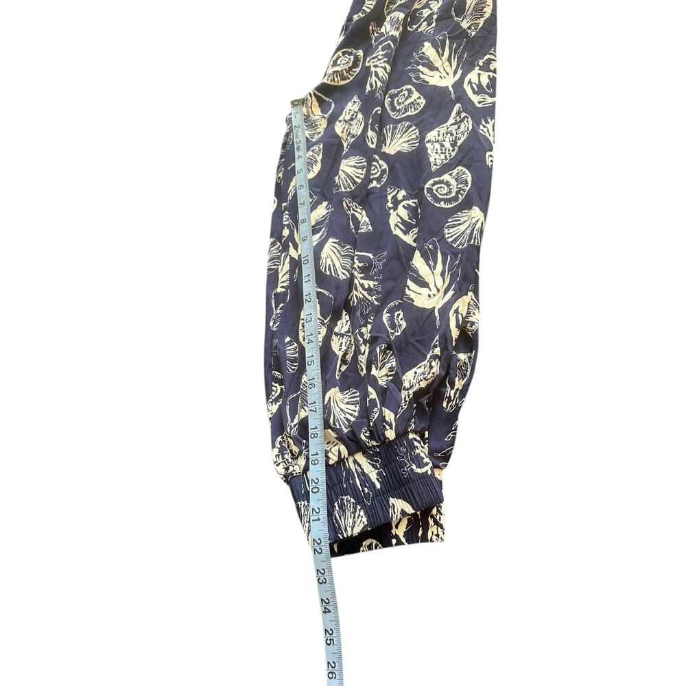 Venus Pants Blue White Seashell‎ Print Beachy Vacation Resort Cropped Small - Picture 9 of 10